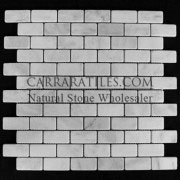 Carrara Marble Italian White Bianco Carrera 1x2 Mosaic Tile Tumbled