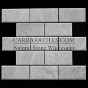 Carrara Marble Italian White Bianco Carrera 3x6 Marble Subway Tile Beveled Polished