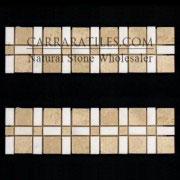 Crema Marfil Marble Border Tile with White Thassos Polished