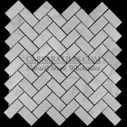 Carrara Marble Italian White Bianco Carrera Herringbone Mosaic Tile Honed