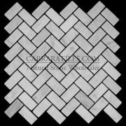 Carrara Marble Italian White Bianco Carrera Herringbone Mosaic Tile Tumbled