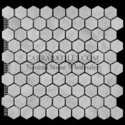 Carrara Marble Italian White Bianco Carrera 1" Hexagon Mosaic Tile Tumbled