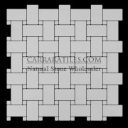 Bianco Dolomiti Marble Italian White Dolomite Basketweave Mosaic Tile with Bianco Dolomite Dots Polished