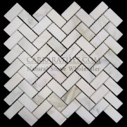 Calacatta Gold Italian Marble Herringbone Mosaic Tile Honed