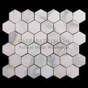 Calacatta Gold Italian Marble 2" Hexagon Mosaic Tile Honed