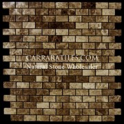 Dark Emperador Marble Mini Brick Mosaic Tile Polished