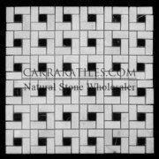 Statuary Marble Italian White Statuario Target Pinwheel Pattern Marble Mosaic Tile with Negro Marquina Black Dots Polished